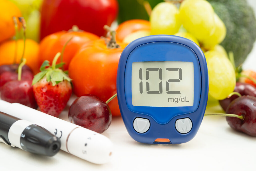 vecteezy digital glucose measure with vegetable and fruit healthy food 74155042
